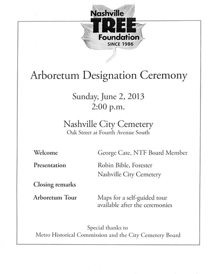Arboretum Program Front