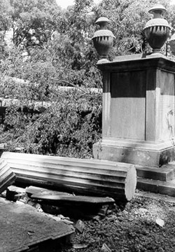 Damages at cemetery