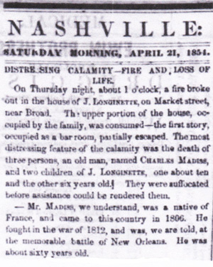 Capt. Madiss' Nashville Obit